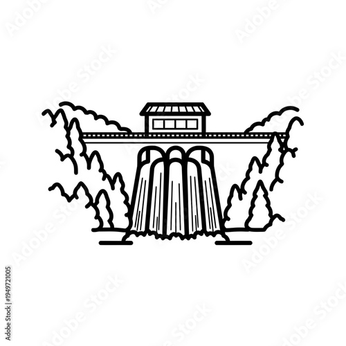 Hydroelectric Dam Line Art vector illustration