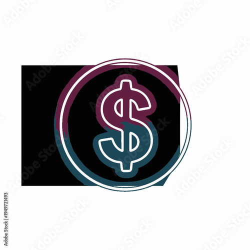 Dollar Sign in Circle with Black Rectangle vector illustration