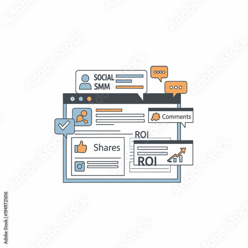 SMM and ROI Analytics vector illustration