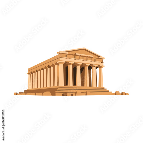 Ancient Greek Temple Architecture on White vector illustration