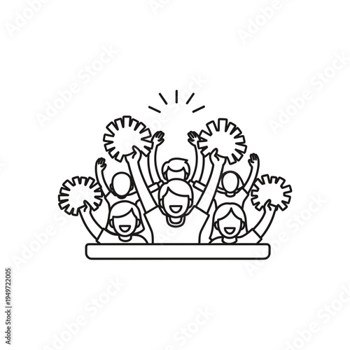Crowd of Cheering People Outline Icon vector illustration
