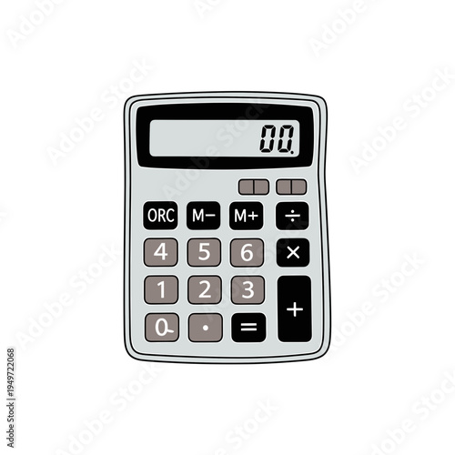 Cartoon Calculator on White Background vector illustration