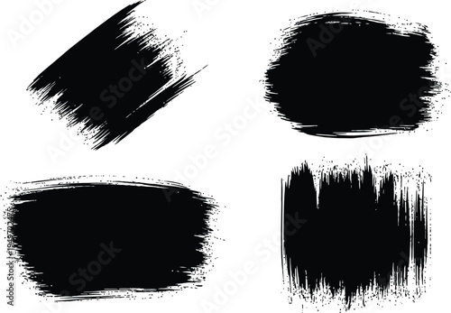 Four black brush strokes on a white background