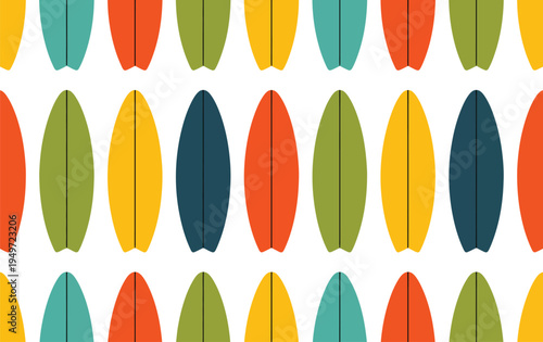 Colorful surfboard pattern with various shapes