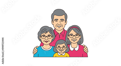 Family Portrait Cartoon Illustration vector illustration
