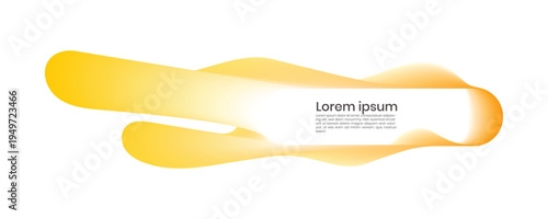 Abstract flowing yellow gradient banner with white text box for copy space, dynamic fluid shape, modern design element, smooth wave form, vibrant color transition, clean background, digital art, grap.