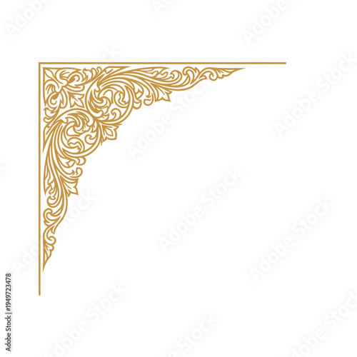 Golden Ornate Corner Design on White Background vector illustration