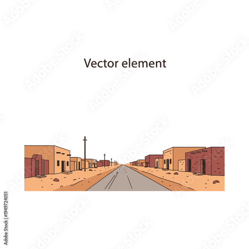 Desert Village Street Scene Vector vector illustration