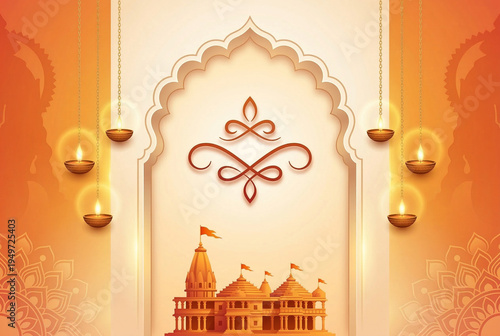 Ayodhya Ram Mandir temple background for Ram Navami and Diwali festival
