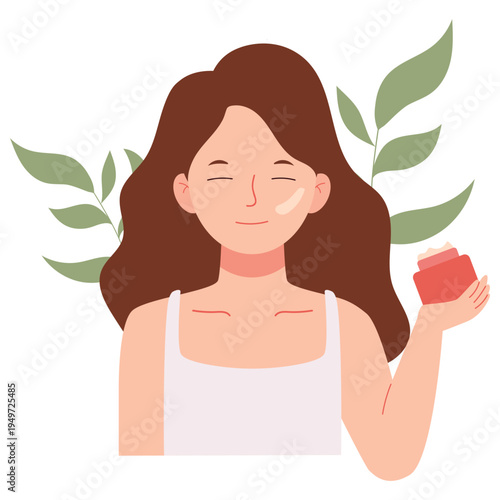 Flat illustration of women beauty care and skincare routine including facial treatment, cleansing, moisturizing, and skin care concept for beauty, dermatology, and skincare education design.