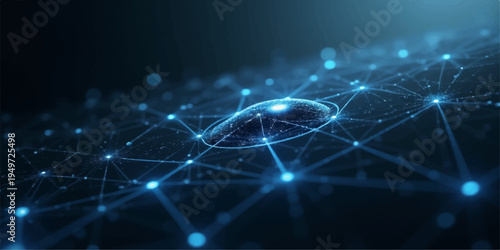 An abstract blue digital background featuring futuristic technology lines and energy waves exploding through a celestial space design with motion flashes and glowing stars