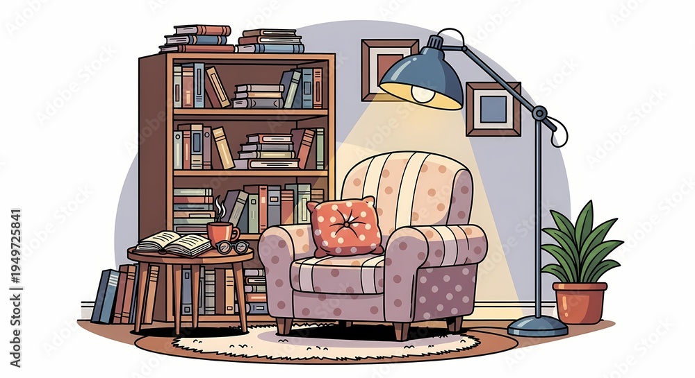 Obraz premium Cozy reading nook with armchair
