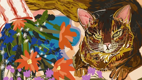 Loving and cozy home scene with pet