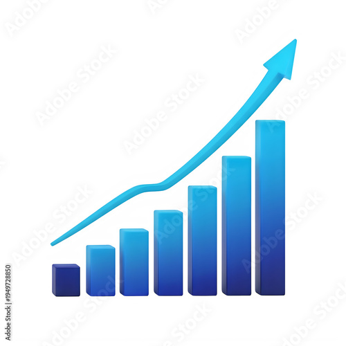 Three dimensional blue bar chart with a rising arrow representing business growth and success isolated on transparent background Free Download Three dimensional blue bar chart with a rising arrow representing business growth and success isolated on transparent background - GFXLoad