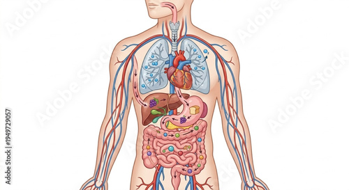 Human internal organs anatomy system and medical diagram vector illustration