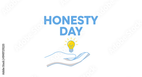 Hand Holding Lightbulb Honesty Day Symbol.
