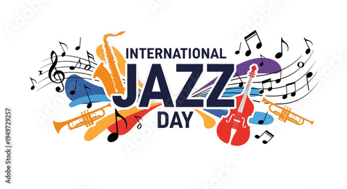 International Jazz Day Music Instruments Celebration.