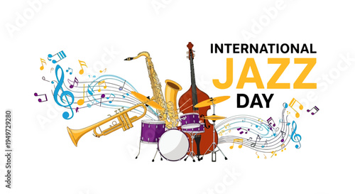 Jazz Instruments and Musical Notes.