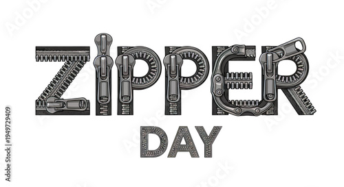 Zipper Day Typography with Zipper Elements.