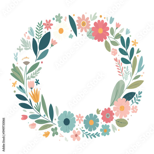 flat vector spring floral elements set