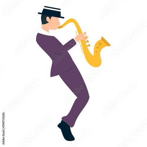 Jazz Musician Playing Saxophone