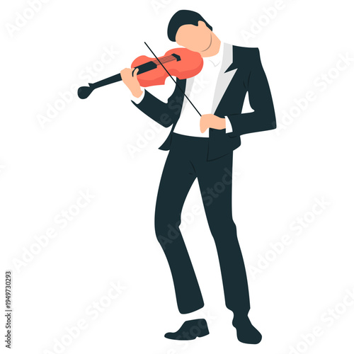 Musician Playing Violin Illustration