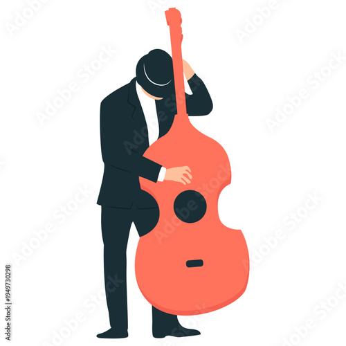 Jazz Musician Playing Upright Bass