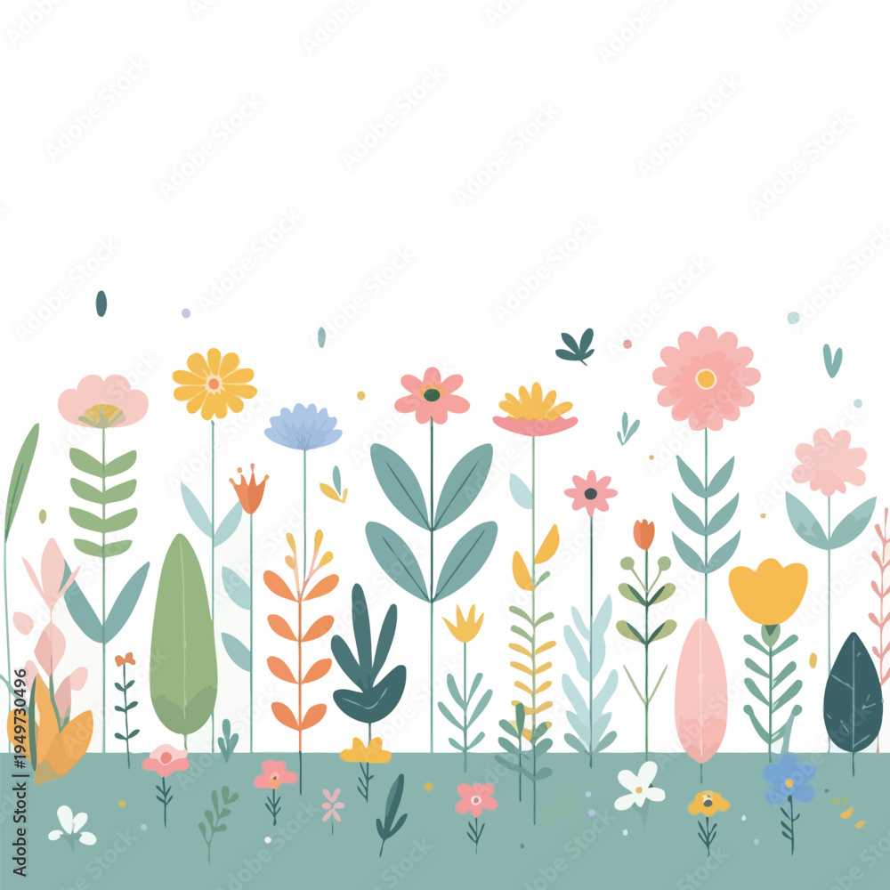 Obraz premium flat vector spring floral elements set