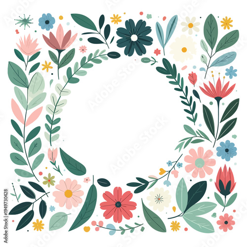 flat vector spring floral elements set