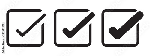 check mark icon button set. check box icon with right or correct buttons and yes checkmark tick box icons - checkbox symbol sign. check mark box square frame. vector illustration