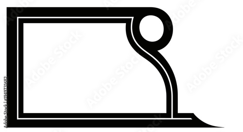 Abstract black and white graphic design element with a curled corner and a clean modern aesthetic perfect for branding