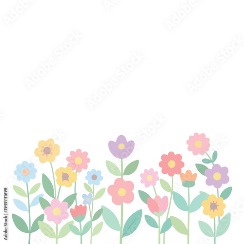 flat vector spring floral elements set