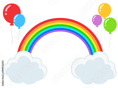 虹と風船と雲の素材