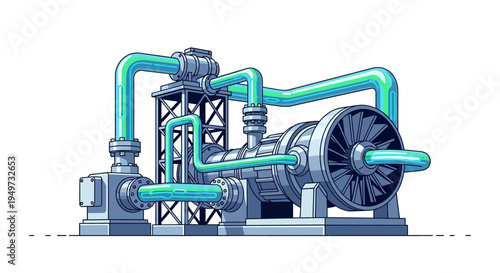 Industrial machinery and piping system.