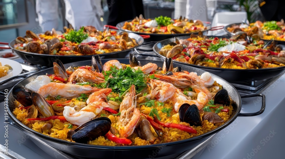 Obraz premium Seafood Paella: Authentic Spanish Rice Dish, Restaurant Quality