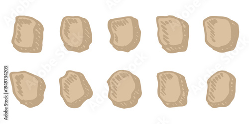 Hand drawn rocks and stones Rock fragments, boulders, building material Coastal pebbles, gravel, minerals, cobblestones, geological formations For game environment, landscape illustration, design