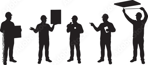 Black Solid Acoustic Engineer Foam Panel Stream Silhouettes Set of Six on White Background