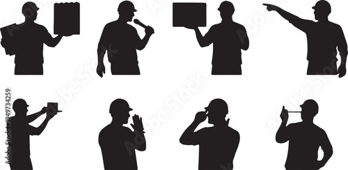 Black Solid Acoustic Engineer Foam Panel Stream Silhouettes Set of Six on White Background