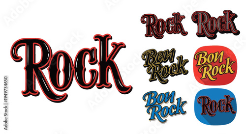 Rock Music Text Styles - Vintage and Modern Typography Collection