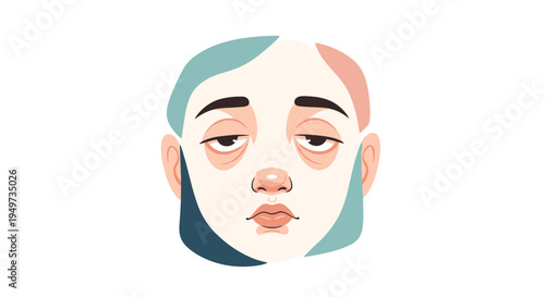 Close up portrait of a person with tired eyes and dark circles showing symptoms of fatigue lack of sleep or exhaustion.