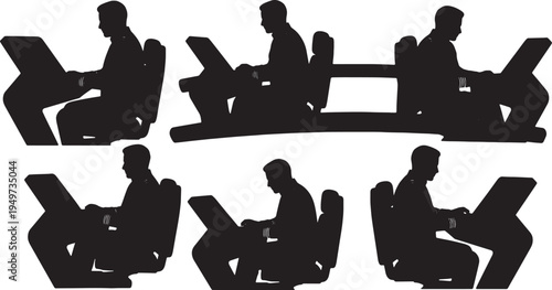 Black Solid Captain Checking Pocket Watch Set of Six