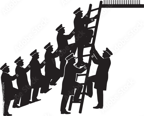 Black Solid Captain Climbing Ladder Stairs Set of Six