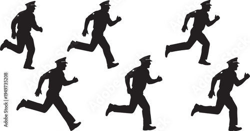 Black Solid Captain Leaning Against Wall Set of Six