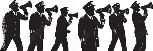 Black Solid Captain Looking Down Inspect Set of Six