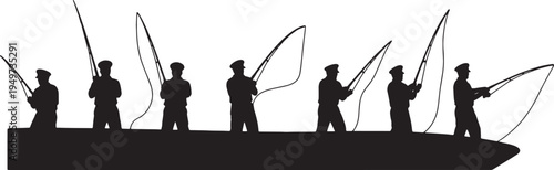 Black Solid Captain Sitting On Bollard Set of Six