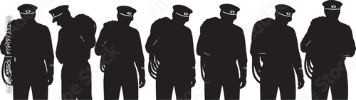 Black Solid Captain Rope Coil Shoulder Set of Six