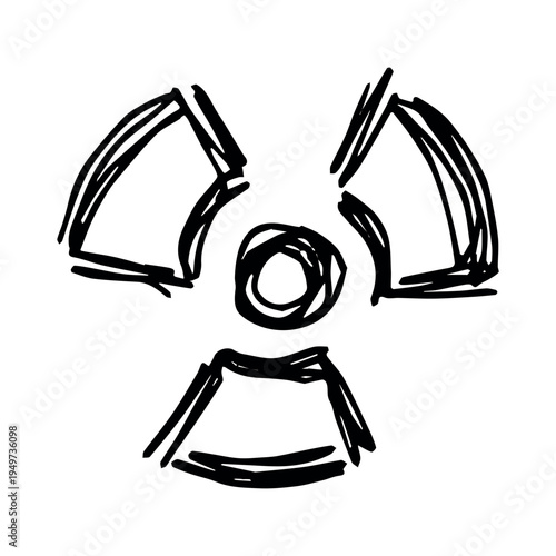 Hand drawn radiation sign Nuclear radiation hazard symbol Radioactive danger warning sign clipart in doodle style Nuclear safety Radioactive waste Single element for print, web, design, decor