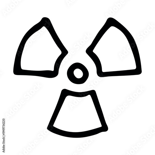 Hand drawn radiation sign Nuclear radiation hazard symbol Radioactive danger warning sign clipart in doodle style Nuclear safety Radioactive waste Single element for print, web, design, decor