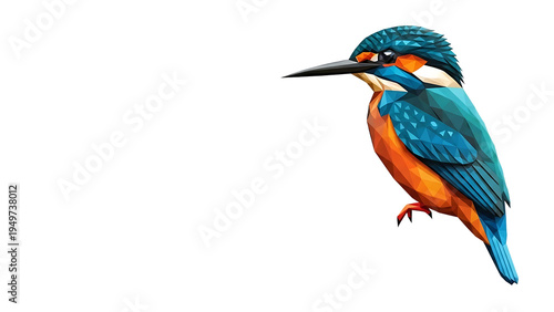 Colorful Kingfisher Bird Perched Alone.