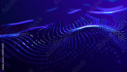 Abstract flowing lines and particles creating a digital wave effect
